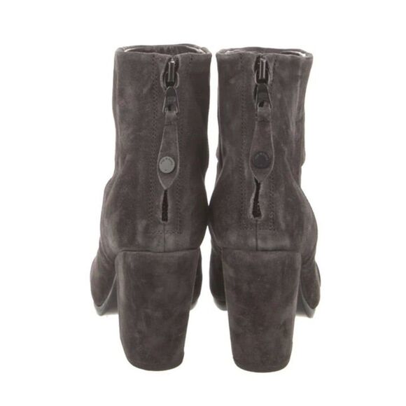 Rag & Bone Suede Granite Newberry Grey Block Heel Zip-Up Ankle Booties 7.5 - Picture 3 of 9